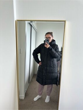 Mondetta Black Long Hooded Puffer Coat